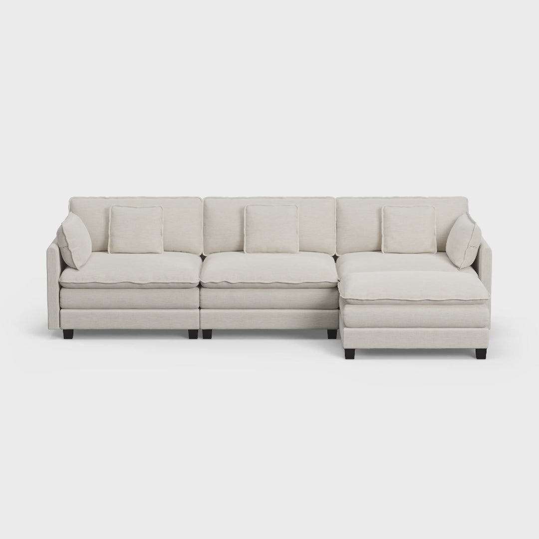 Heaven Modular 3 Seat Sofa & Ottoman in Cloud White